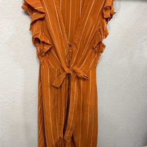 Orange Striped Ruffle dress